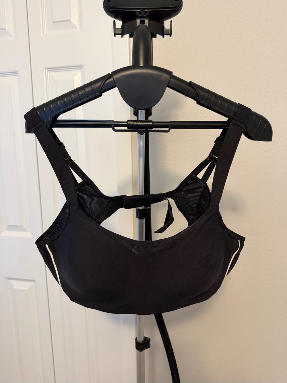 Knix Engage Medium Impact Black Padded Sports Bra with Strappy Back Detail